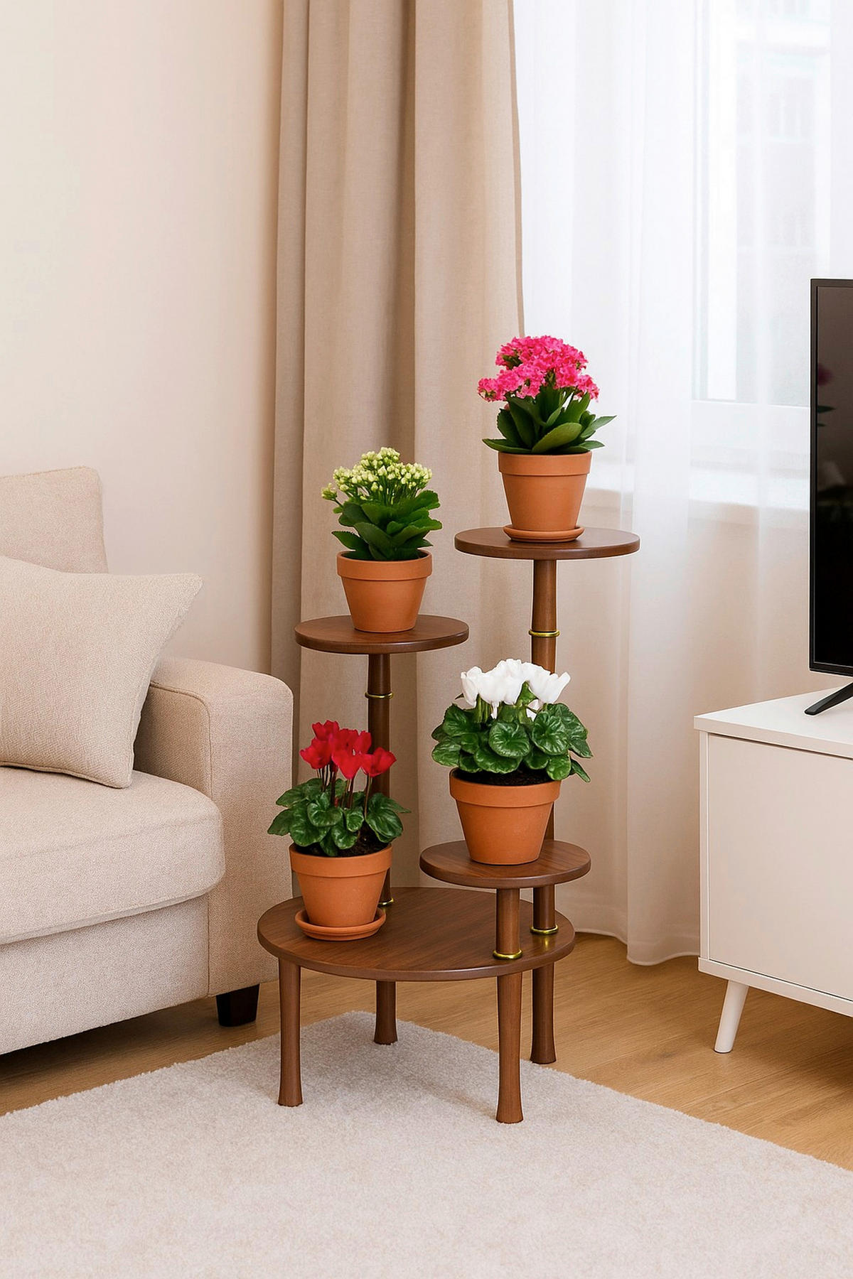 BLUMENTISCH Holzwerkstoff, Holz Buche massiv  - Nussbaumfarben, Design, Holz/Holzwerkstoff (40/40/68cm) - MID.YOU