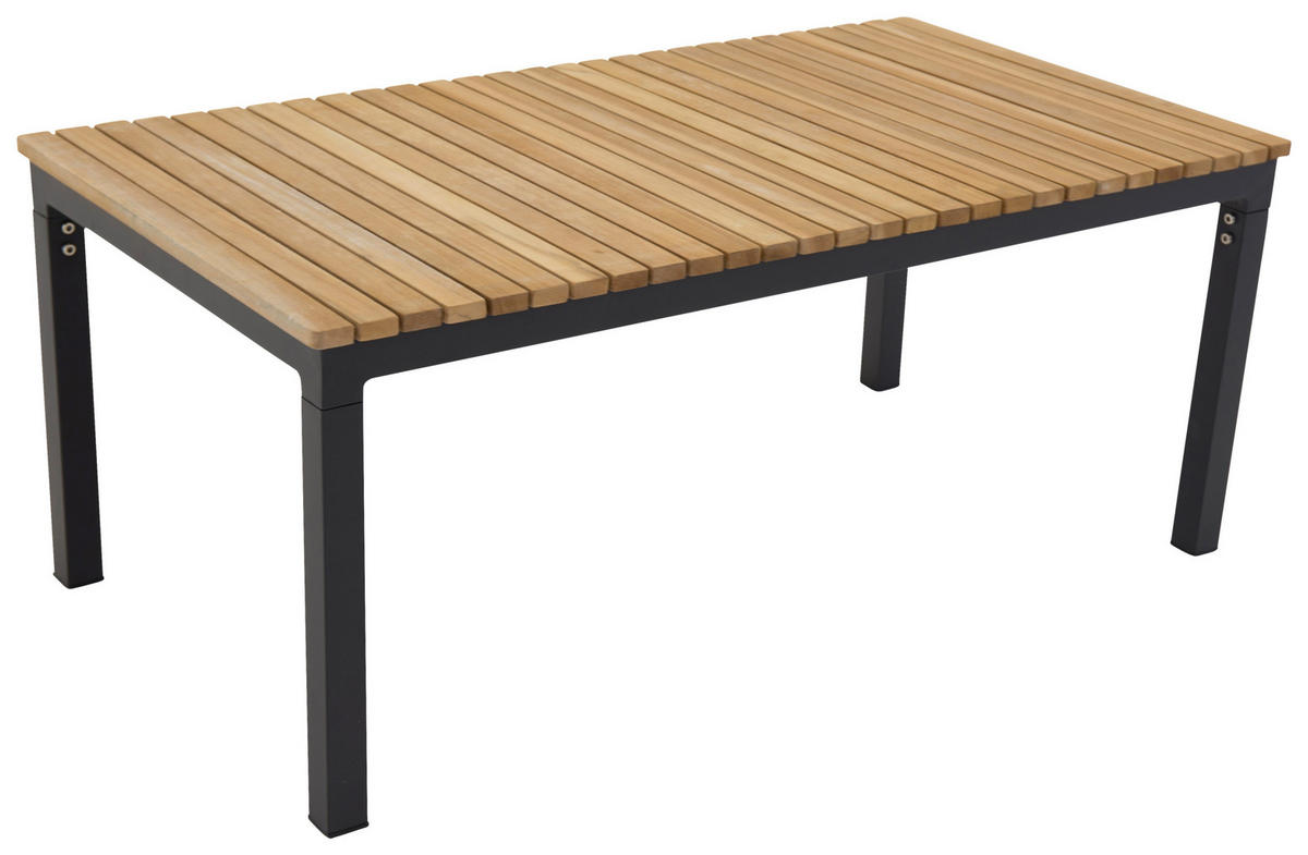 LOUNGEBORD  - teakfärg/svart, Klassisk, metall/trä (110/60/45cm) - Gardenson