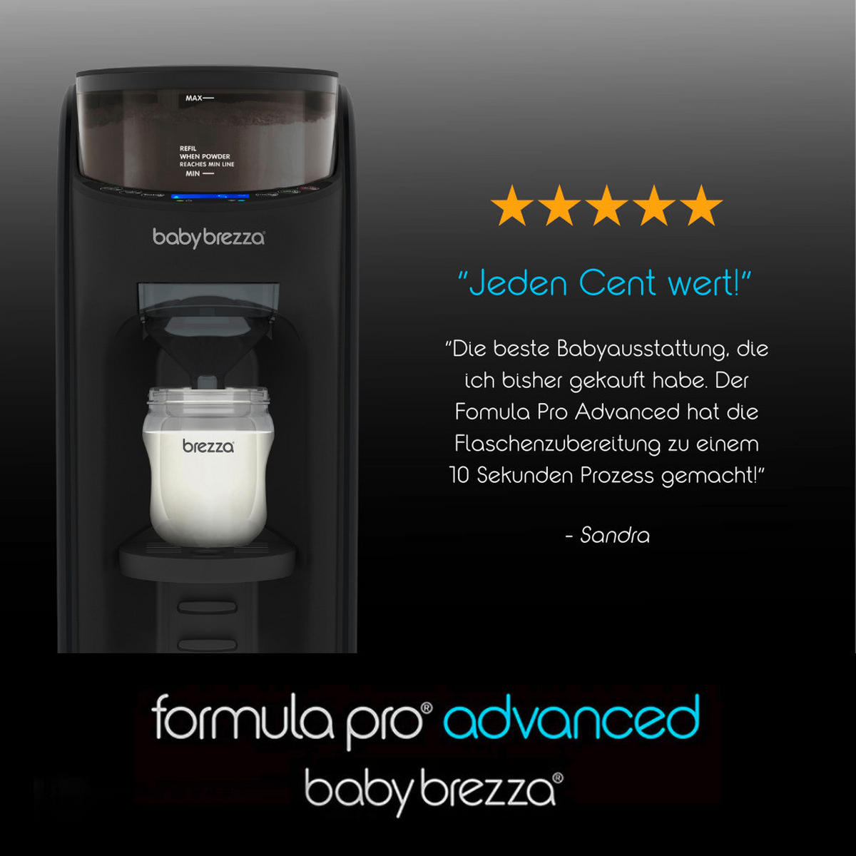 BABYNAHRUNGSZUBEREITER Formula Pro Advanced  - Schwarz, Basics (18,9/38,6/29,6cm) - Baby Brezza