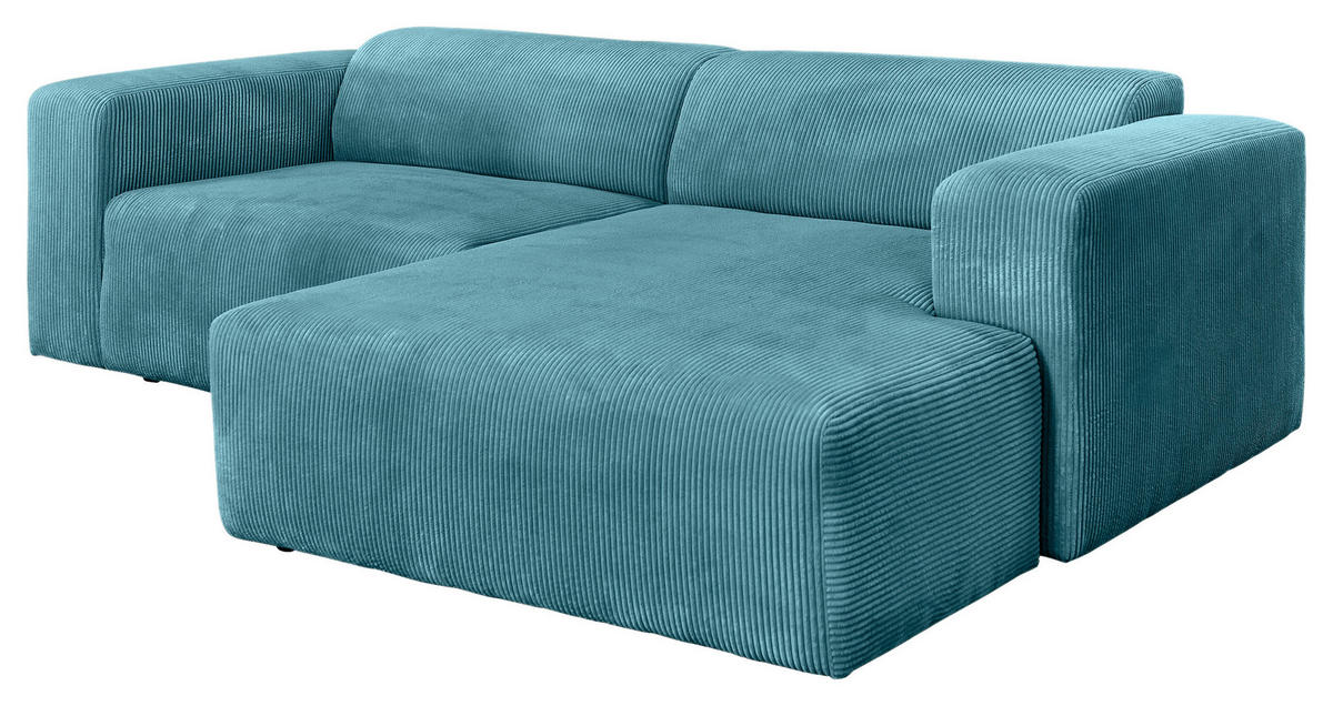 ECKSOFA BASMA in Cord Hellblau  298/175 cm  - Schwarz/Hellblau, Design, Kunststoff/Textil (298/175cm) - P & B