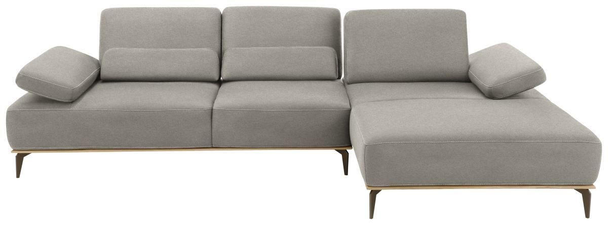 ECKSOFA Grau Mikrofaser  - Beige/Bronzefarben, Design, Textil/Metall (298/176cm) - Valnatura