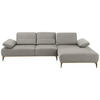 ECKSOFA in Mikrofaser Grau  298/176 cm  - Beige/Bronzefarben, Design, Textil/Metall (298/176cm) - Valnatura