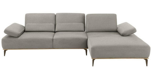 ECKSOFA Grau Mikrofaser  - Beige/Bronzefarben, Design, Textil/Metall (298/176cm) - Valnatura