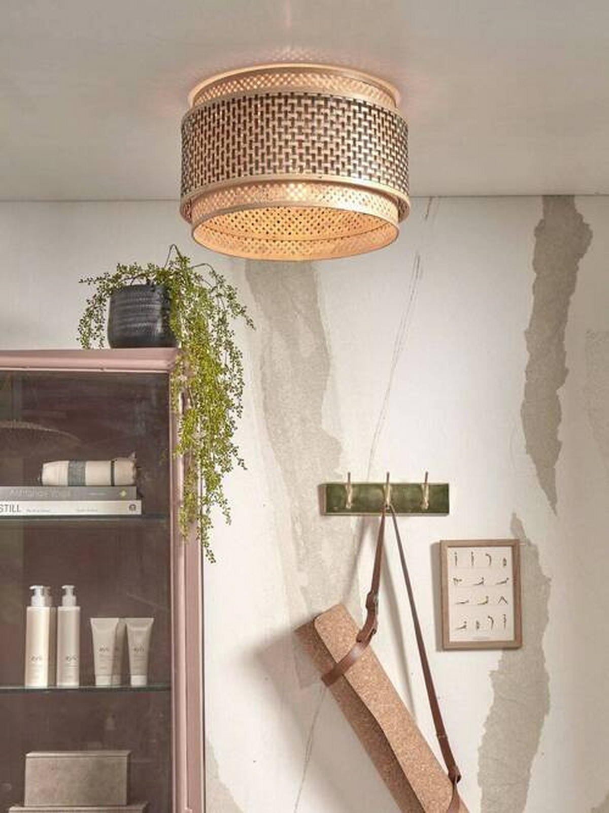 TAKLAMPA GOOD&MOJO  40/25 cm  - svart/naturfärgad, Trend, trä (40/25cm) - Good & Mojo