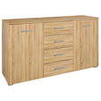SIDEBOARD  140/81/42 cm 4 Schublade(n)  - Alufarben/Sonoma Eiche, Basics, Holzwerkstoff/Kunststoff (140/81/42cm) - Xora