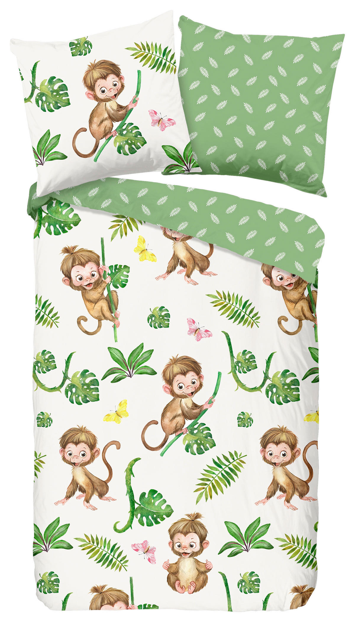 KINDERBETTWÄSCHE 135/200 cm  - Ecru/Grün, Natur, Textil (135/200cm)