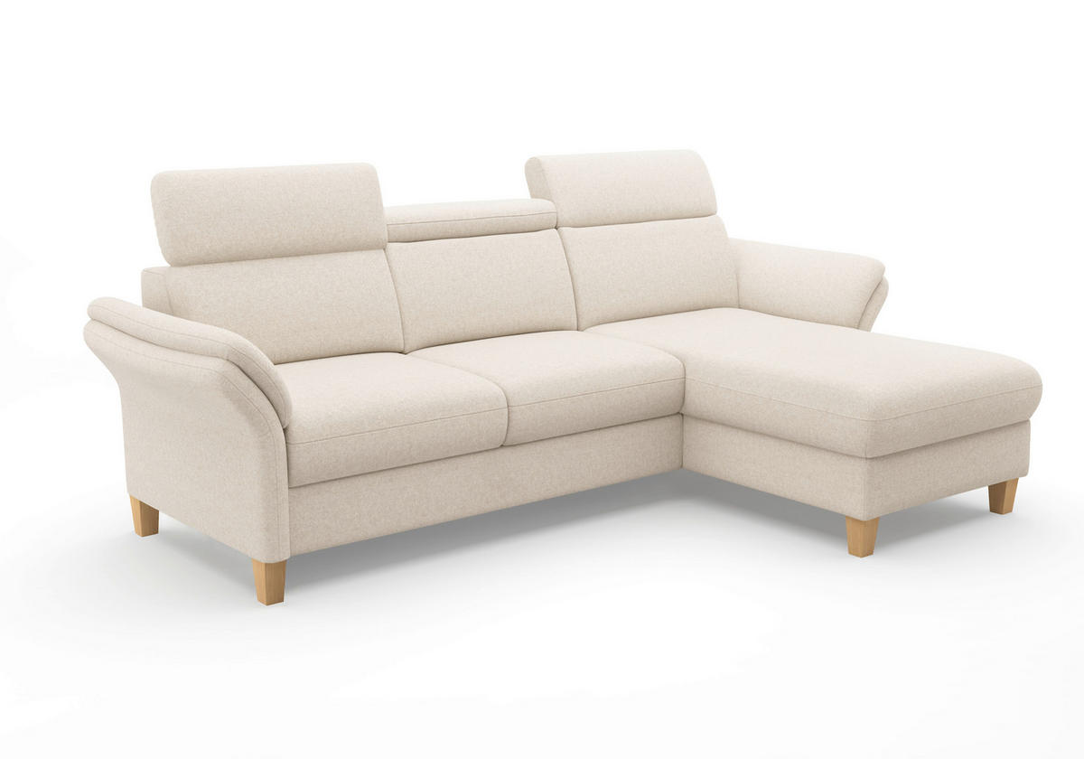 ECKSOFA GLENDALE E Creme Flachgewebe  - Eichefarben/Creme, KONVENTIONELL, Holz/Textil (253/166cm) - Sit & More