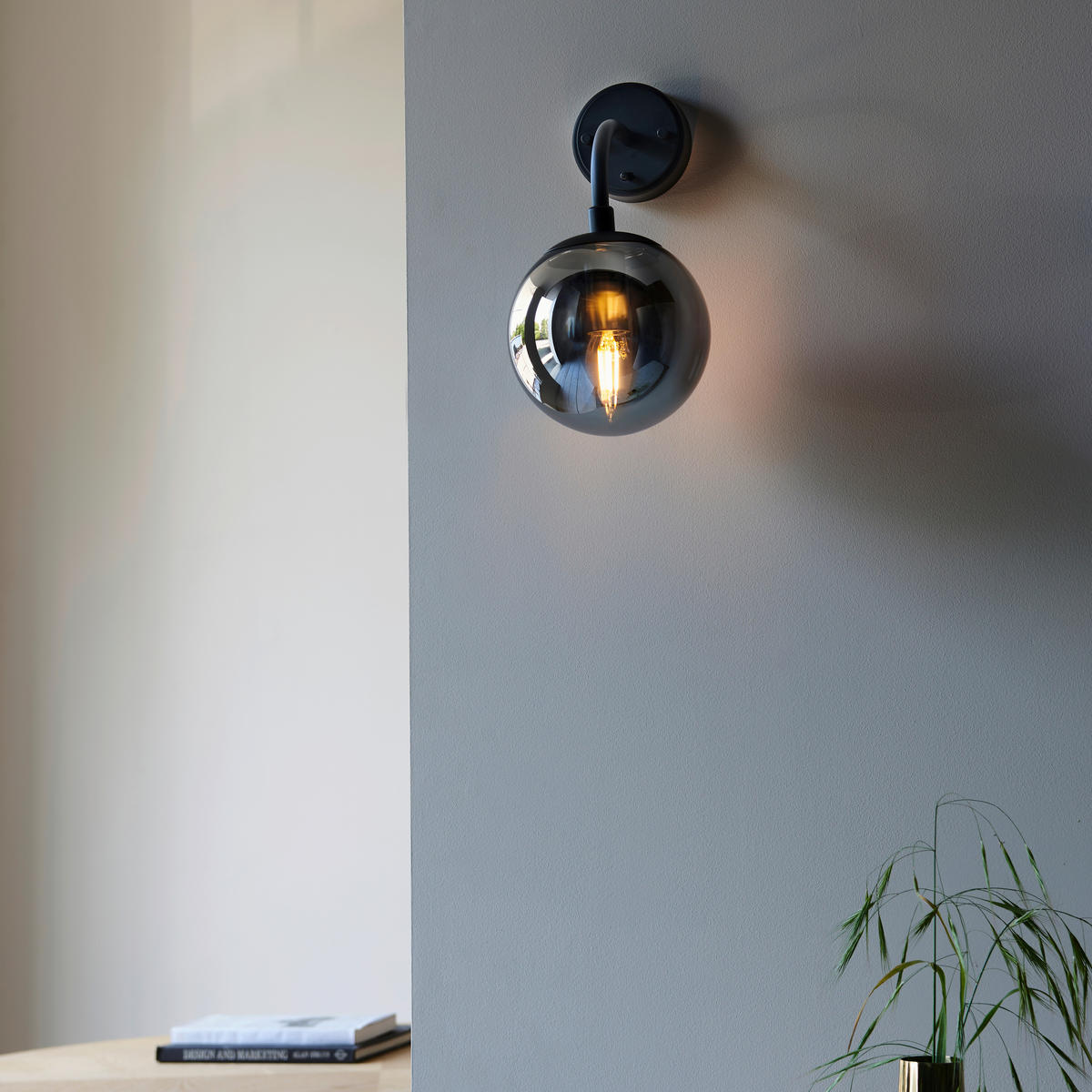 WANDLEUCHTE 15/29/20 cm   - Schwarzchrom, KONVENTIONELL, Glas (15/29/20cm) - ENDON