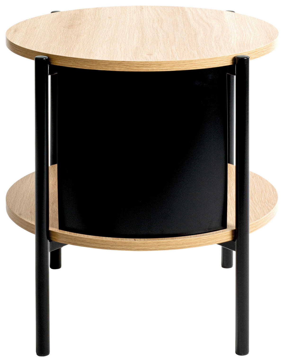 BEISTELLTISCH 40/40/44 cm Schwarz, Eichefarben rund  - Eichefarben/Schwarz, Trend, Holzwerkstoff/Metall (40/40/44cm)