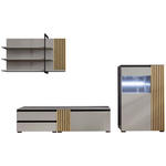 WOHNWAND  in Greige, Wildeiche  314/211/45 cm  - Wildeiche/Greige, Design, Glas/Holz (314/211/45cm) - Moderano