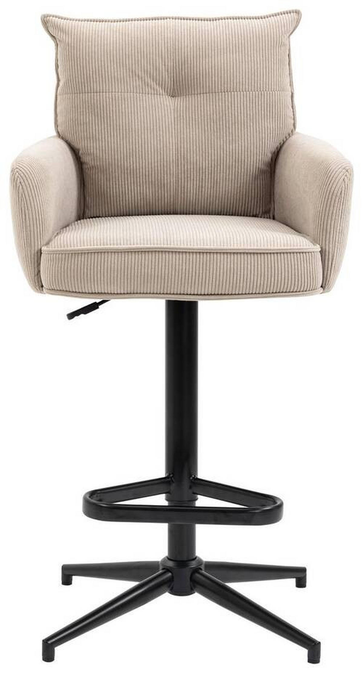 BARHOCKER Cord Creme, Beige Eisen Stoffauswahl, Sitzfläche 360° drehbar, inklusive Armlehnen  - Beige/Creme, Design, Textil/Metall (54/98-120/58cm) - Novel