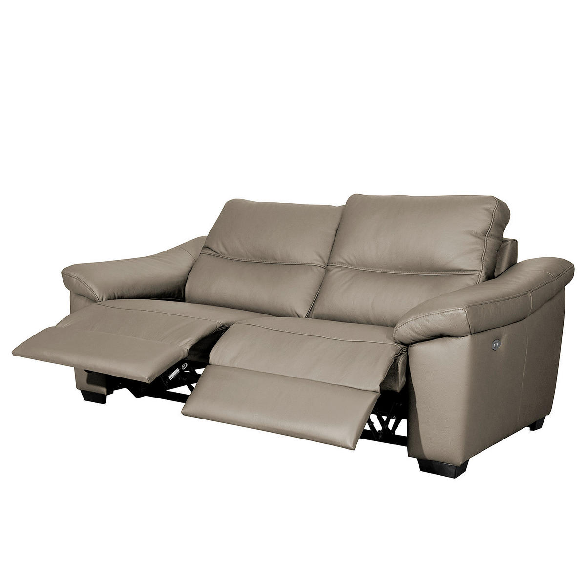 2-SITZER-SOFA Grau Echtleder  - Schwarz/Grau, Design, Leder/Holz (174/97/97cm) - Livetastic