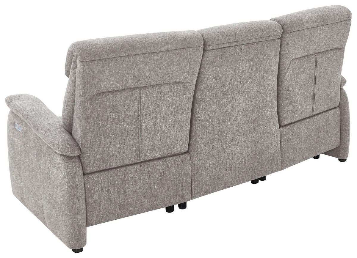 TRAPEZSOFA in Flachgewebe Greige  - Greige/Schwarz, Konventionell, Textil/Metall (219/107/97cm) - Pure Home Comfort