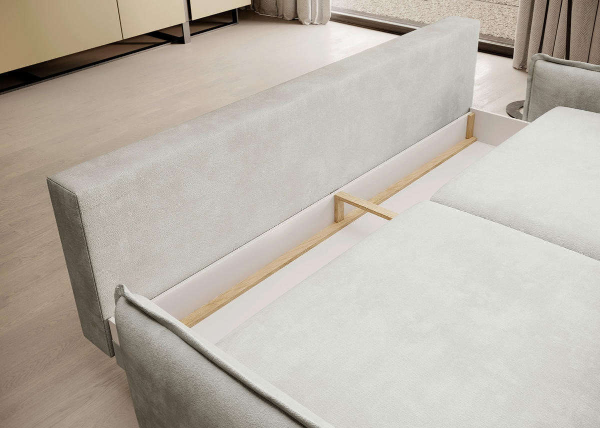 SCHLAFSOFA in Chenille Creme  - Creme/Schwarz, KONVENTIONELL, Textil/Metall (223/89/107cm) - Carryhome