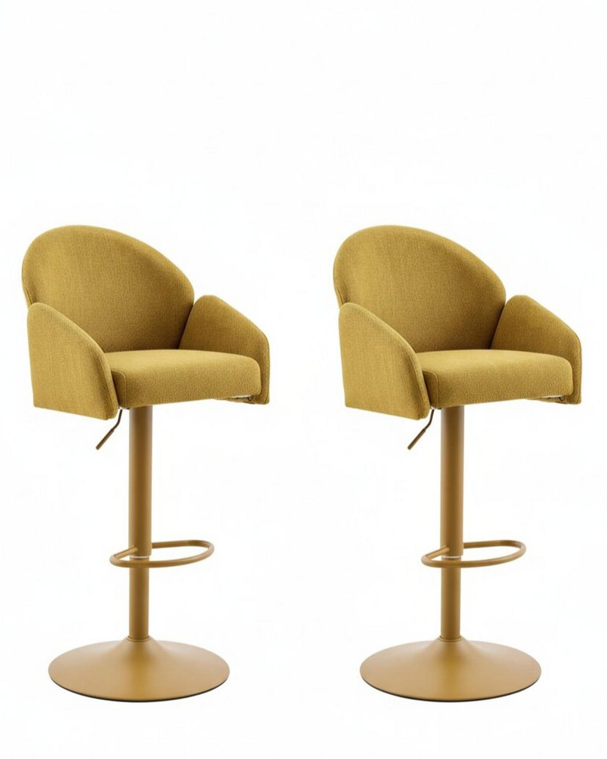 BARHOCKER-SET Webstoff Gelb Stahl erweiterbar, Sitzfläche 360° drehbar, inklusive Armlehnen  - Gelb, MODERN, Textil/Metall (53/96-117/57cm) - MID.YOU