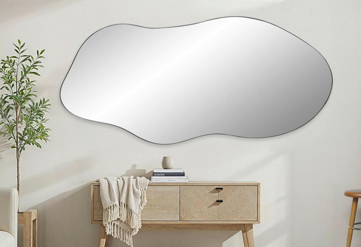 WANDSPIEGEL 72/156/2,5 cm    in wellenförmig  - Schwarz, Trend, Glas/Holzwerkstoff (72/156/2,5cm) - Landscape