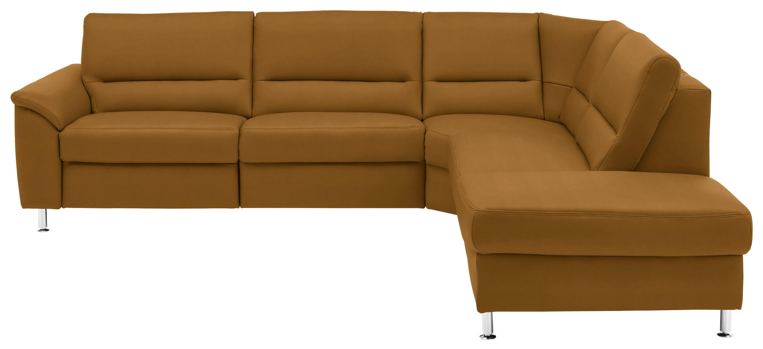ECKSOFA in Echtleder Dunkelgelb  290/249 cm  - Dunkelgelb/Alufarben, KONVENTIONELL, Leder/Metall (290/249cm) - Beldomo Premium