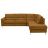 ECKSOFA in Echtleder Dunkelgelb  - Dunkelgelb/Alufarben, Konventionell, Leder/Metall (290/249cm) - Beldomo Premium