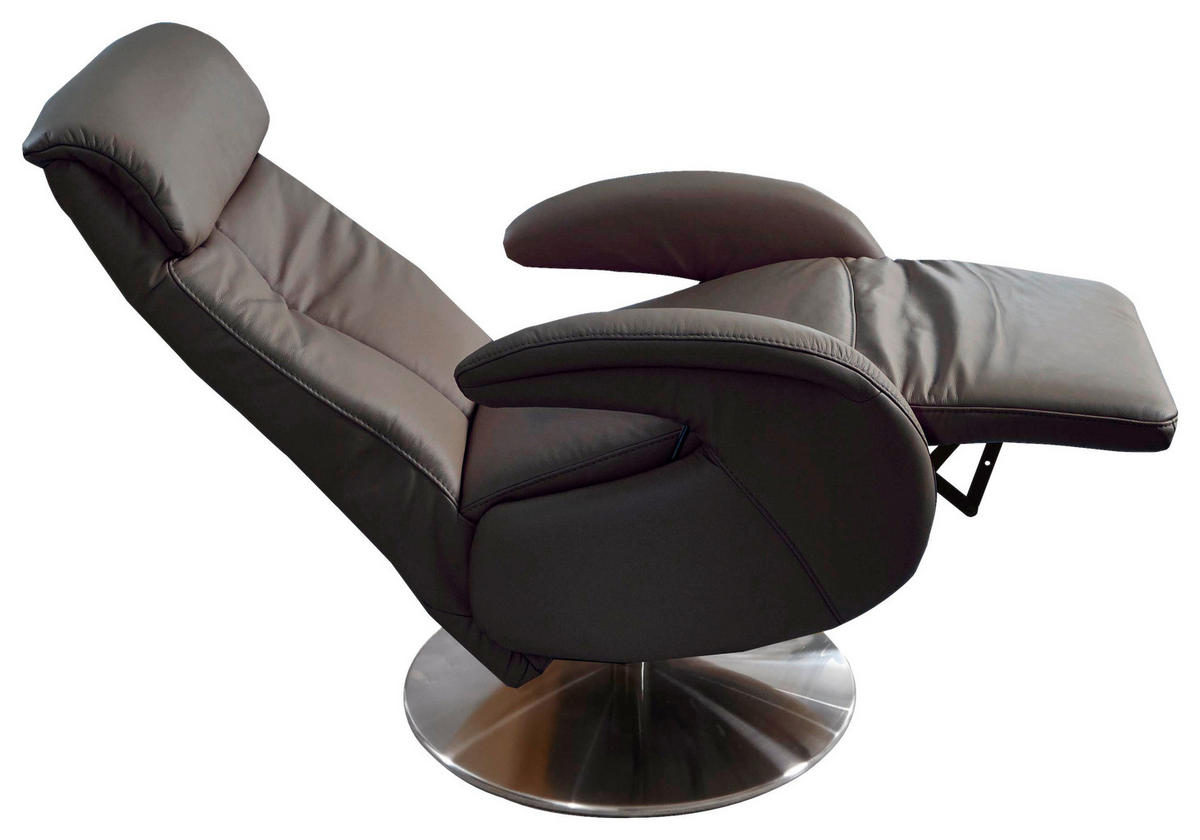 RELAXSESSEL in Leder Grau  - Grau, KONVENTIONELL, Leder/Metall (70/114/80cm) - Cantus