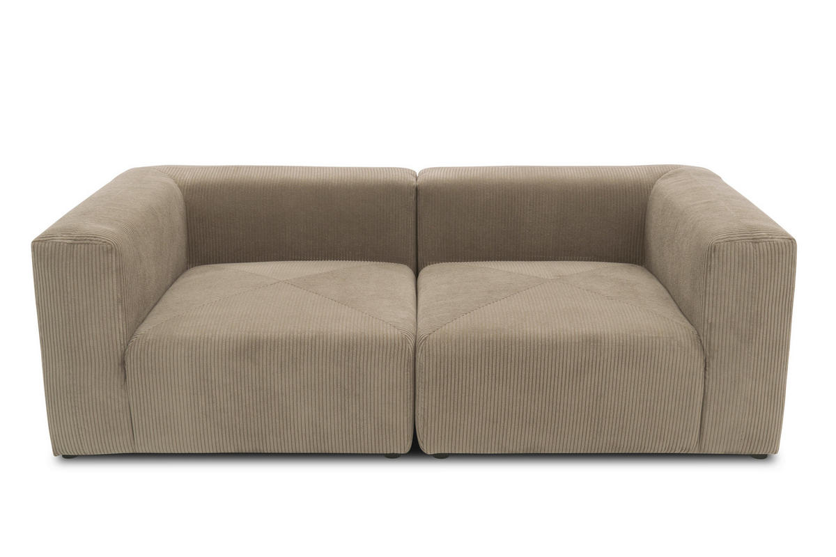 2-SITZER-SOFA in Cord, Mikrofaser Schlammfarben  - Schlammfarben/Schwarz, Design, Kunststoff/Textil (216/69/108cm) - MID.YOU