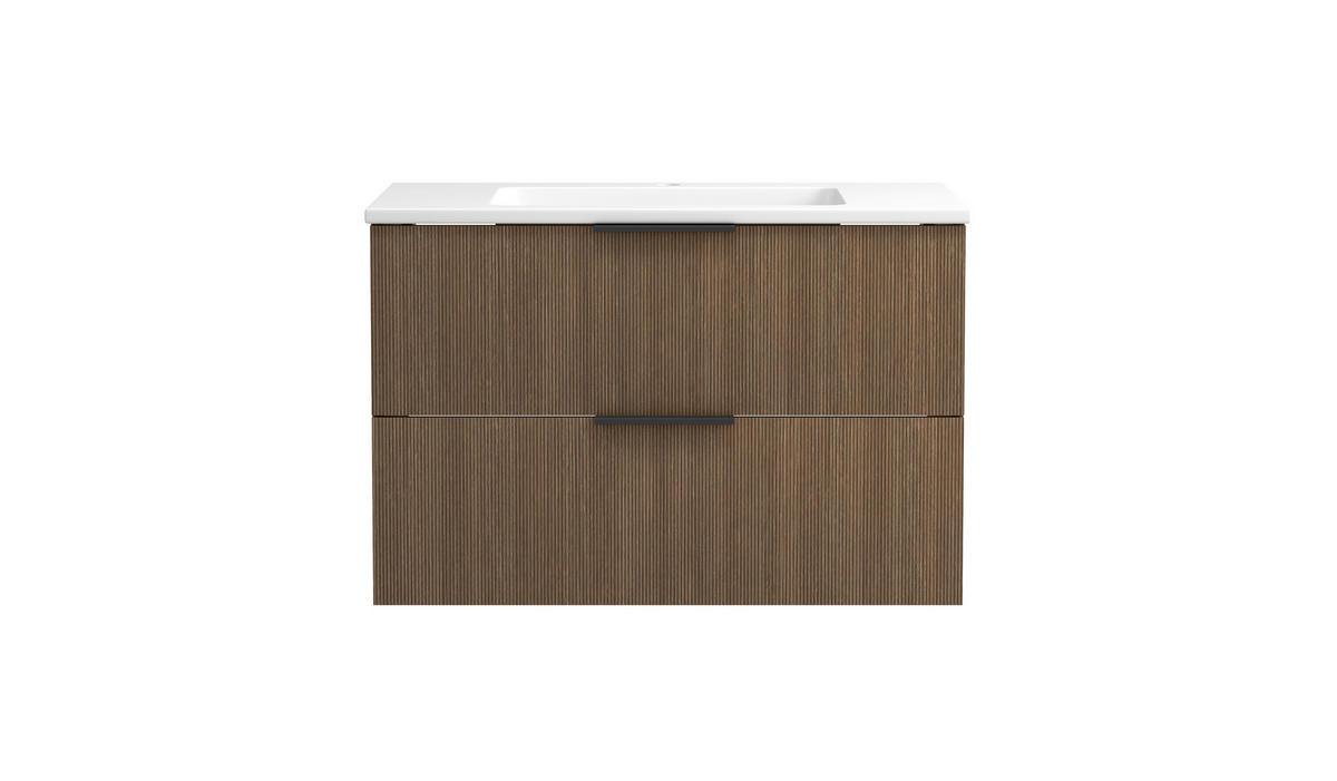 WASCHTISCHKOMBI  - Dunkelbraun/Schwarz, Natur, Holzwerkstoff/Stein (80/54/47cm) - Held