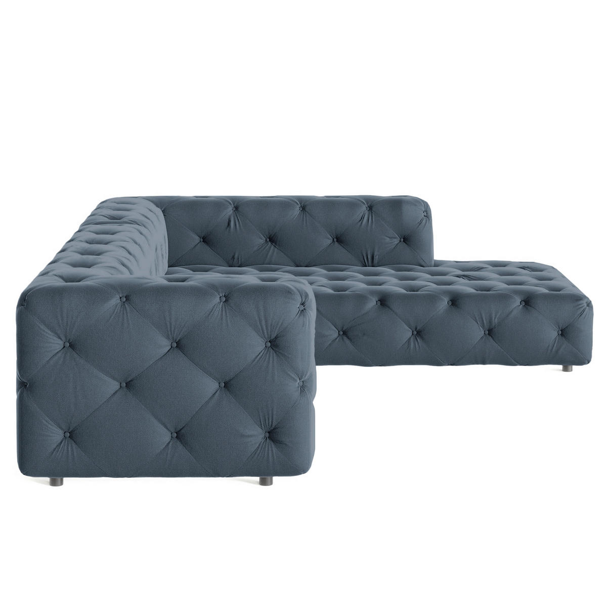 ECKSOFA Fresco in Samt Dunkelblau  325/228 cm  - Schwarz/Dunkelblau, Design, Kunststoff/Textil (325/228cm) - P & B