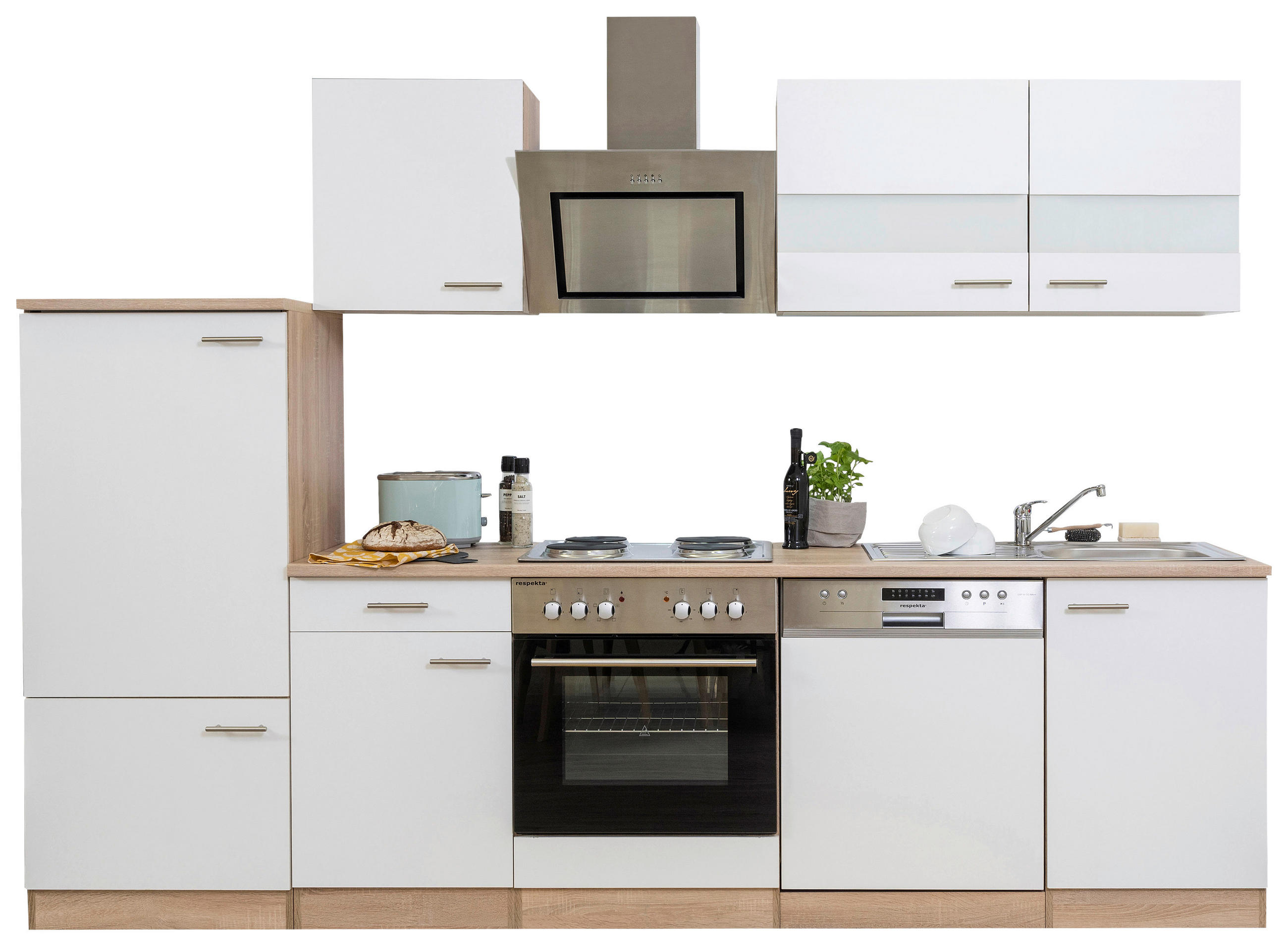 MODULKÖK 280 cm   i vit  - stålfärgad/vit, Basics, metall/trämaterial (280cm) - Respekta