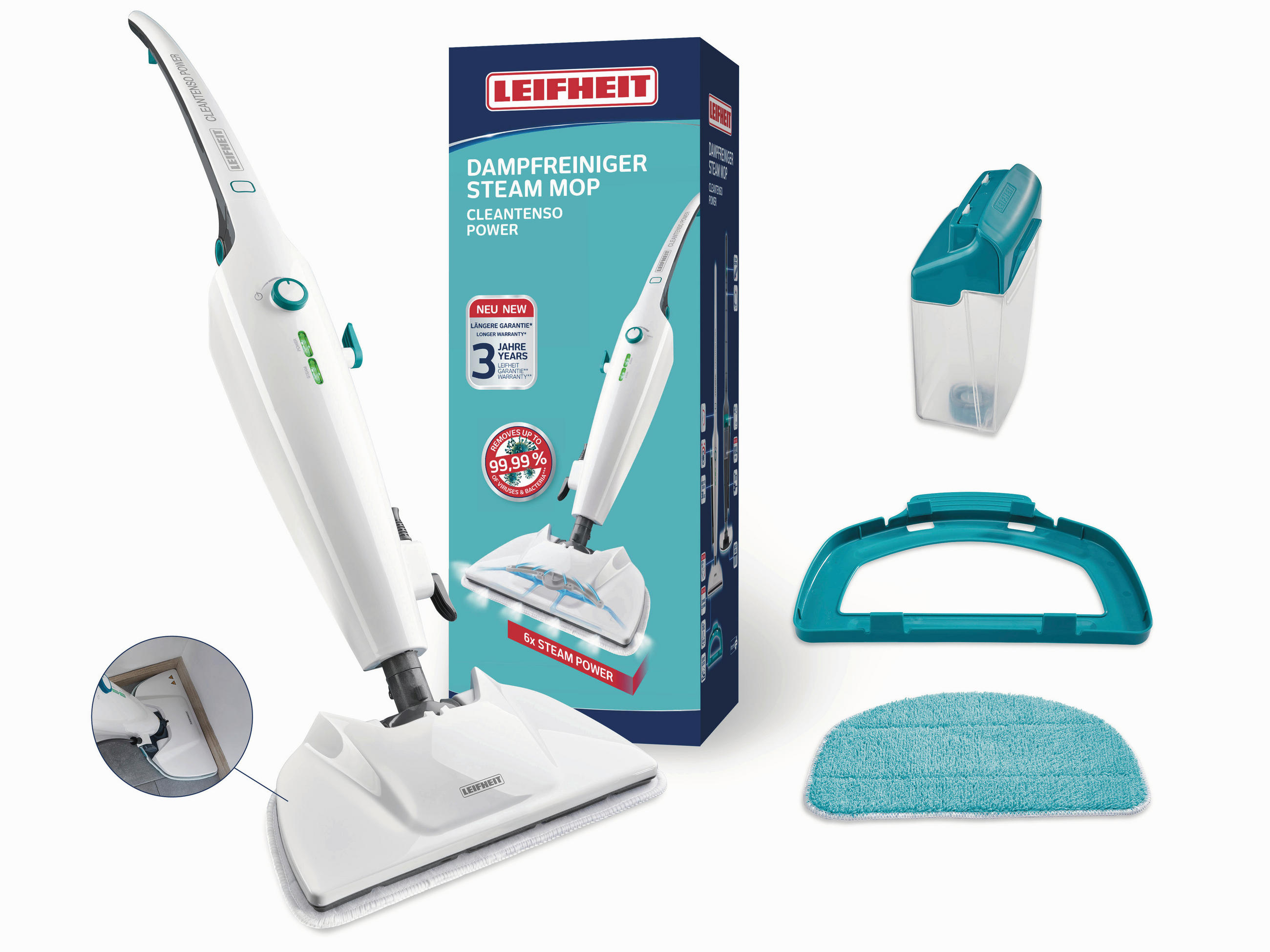 APARAT DE CURĂțAT CU ABURI - alb, Basics, plastic (120/31/18cm) - Leifheit