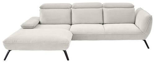 ECKSOFA Creme Cord  - Creme/Schwarz, Design, Textil/Metall (202/301cm) - Moderano