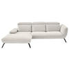 ECKSOFA in Cord Creme  - Creme/Schwarz, Design, Textil/Metall (202/301cm) - Moderano