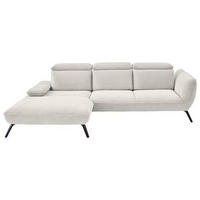 ECKSOFA in Cord Creme  - Creme/Schwarz, Design, Textil/Metall (202/301cm) - Moderano