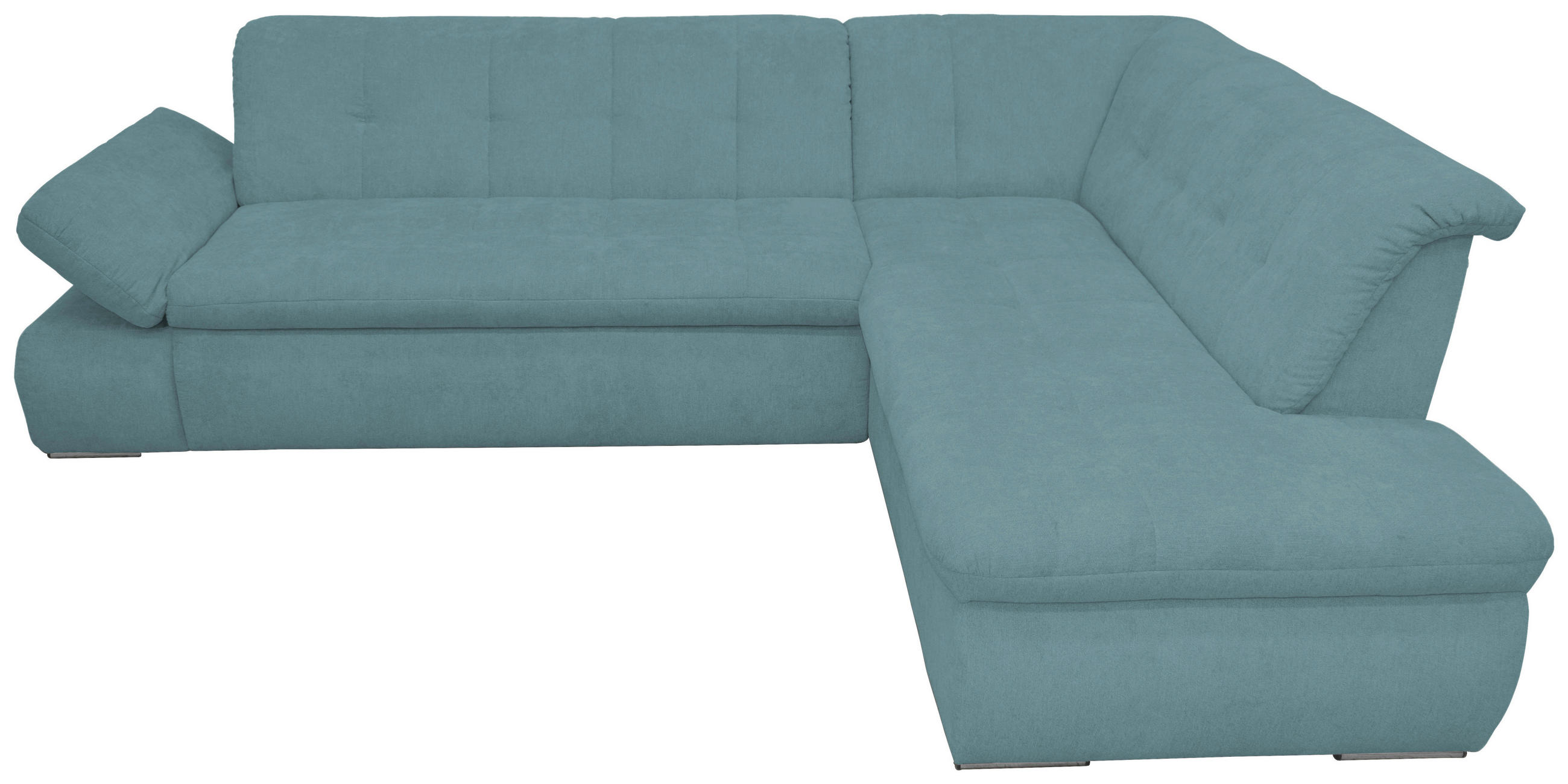 Ecksofa Petrol Mikrofaser  - Chromfarben/Petrol, KONVENTIONELL, Textil/Metall (273/216cm) - MID.YOU