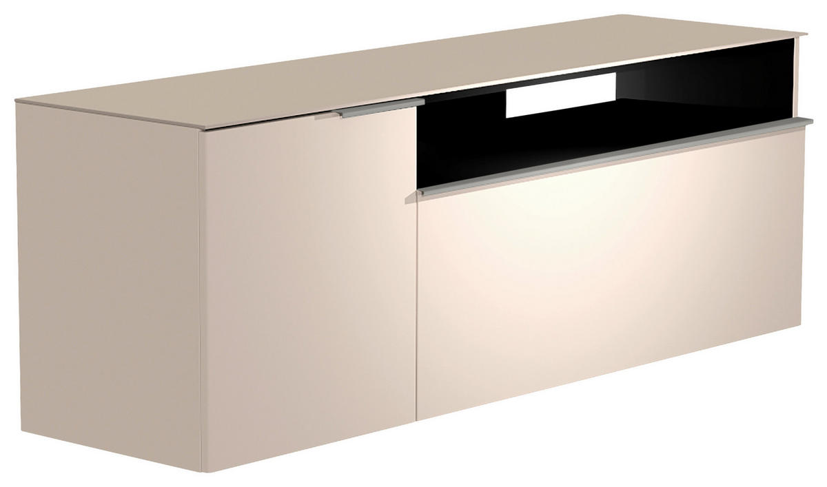 LOWBOARD  in 160/56/45 cm  - Sandfarben/Alufarben, Design, Glas/Holzwerkstoff (160/56/45cm) - Moderano