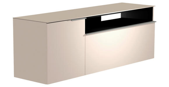 LOWBOARD  in 160/56/45 cm  - Sandfarben/Alufarben, Design, Glas/Holzwerkstoff (160/56/45cm) - Moderano