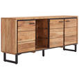 SIDEBOARD 175/77/40 cm  - Schwarz/Akaziefarben, MODERN, Glas/Holz (175/77/40cm) - Carryhome