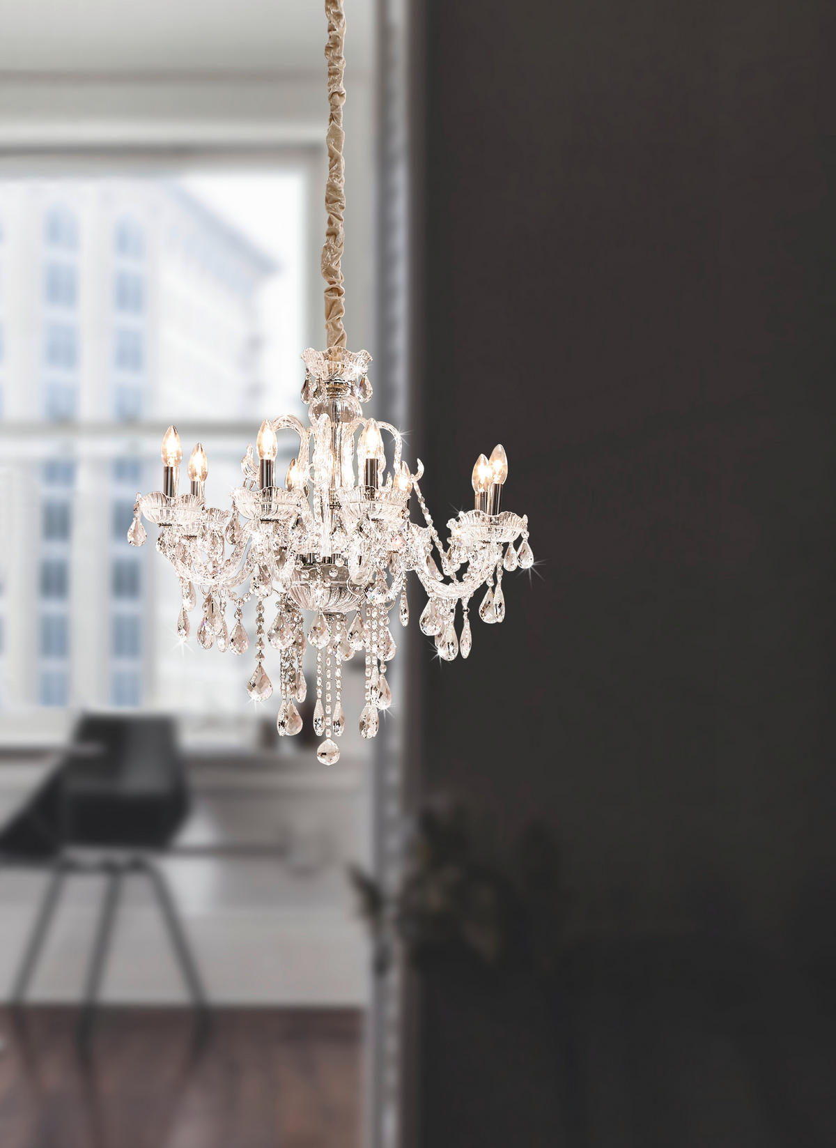 HÄNGLAMPA I KRISTALL 71/180 cm  - champagne, Lifestyle, metall/glas (71/180cm)
