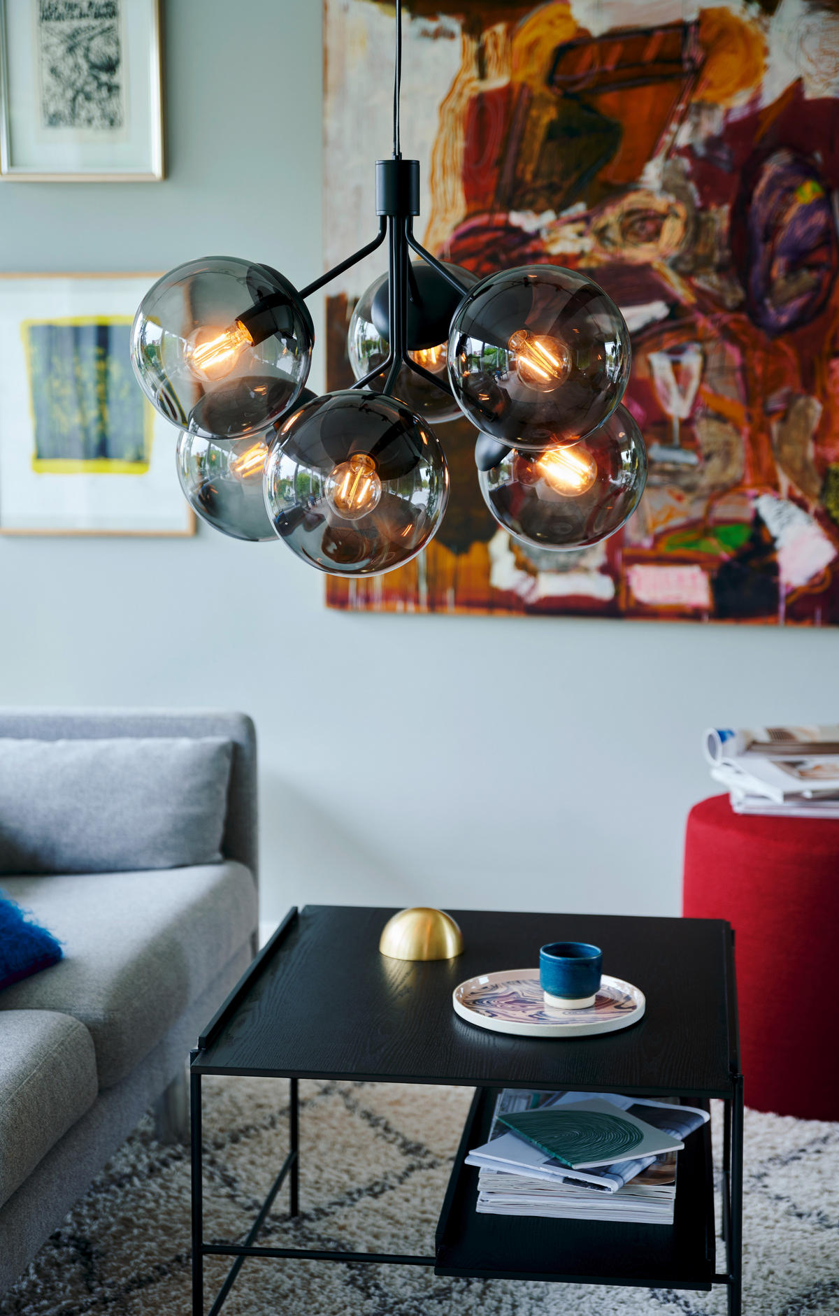 HÄNGELEUCHTE IVONA 45/62 cm   - Schwarz, KONVENTIONELL, Glas/Metall (45/62cm) - Nordlux