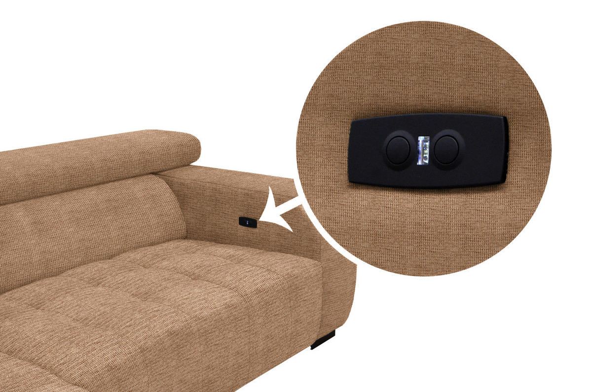 ECKSOFA in Webstoff Orange  - Schwarz/Orange, Konventionell, Textil/Metall (182/279cm) - Hom`in