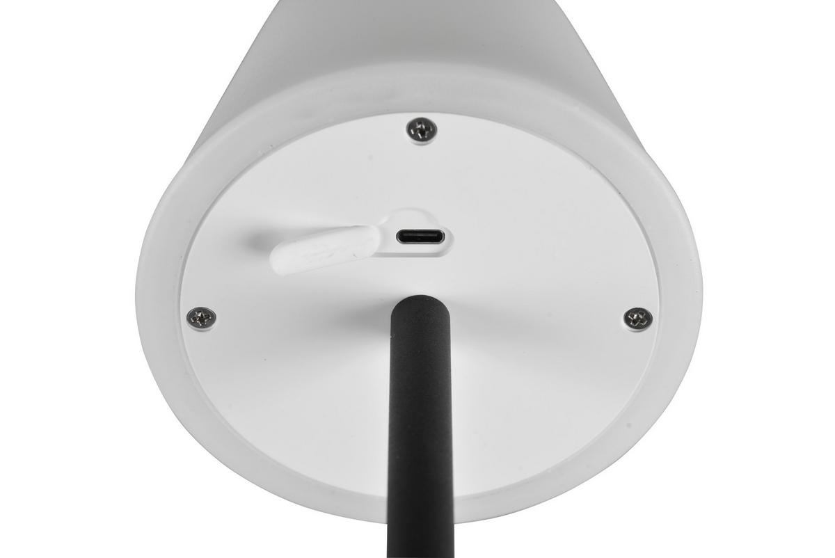 STOLNÍ LAMPA NA BATERIE, tlačítkový spínač, 11,00/39,00 cm  - bílá/černá, Konvenční, kov/plast (11,00/39,00cm)