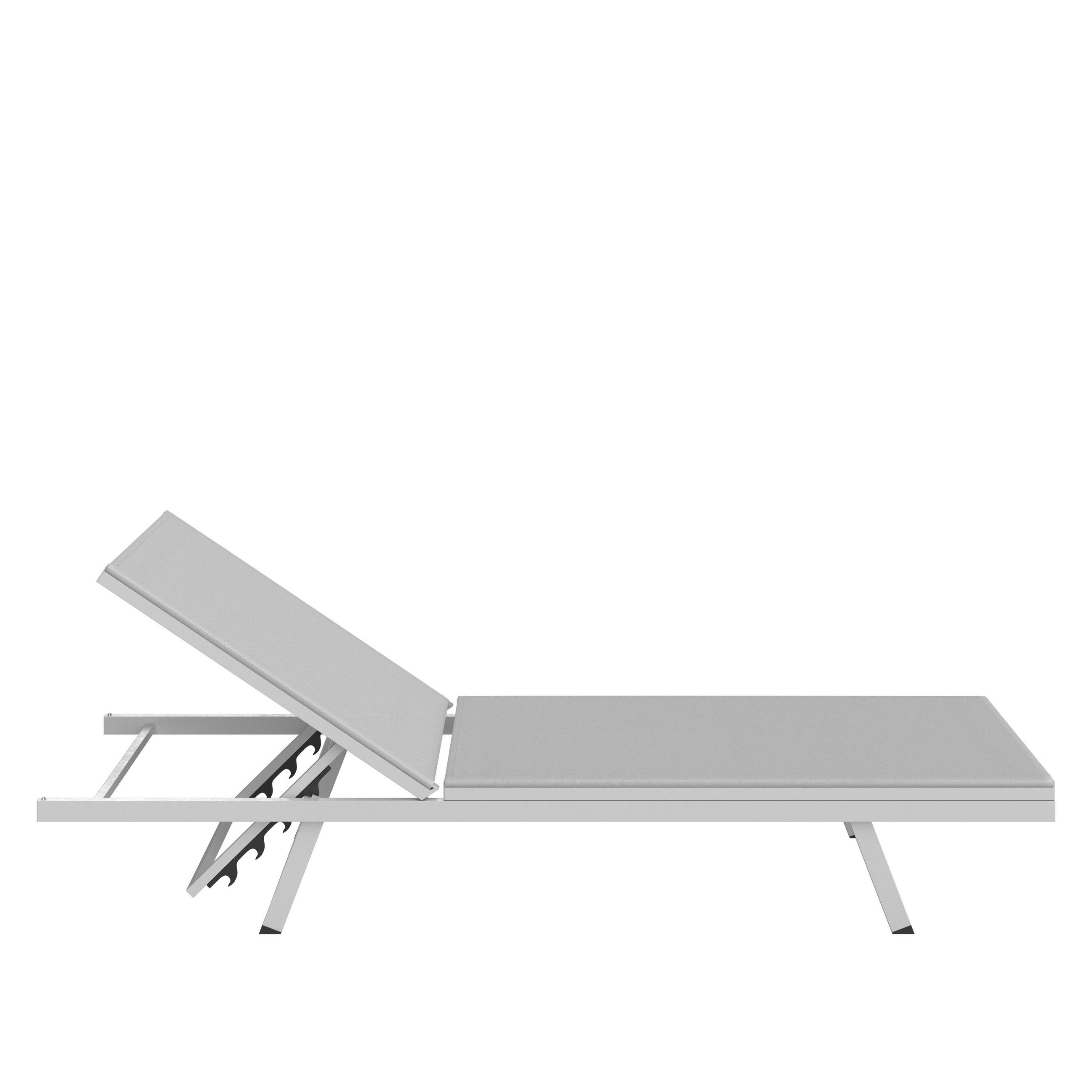 LEŽALNIK aluminij prašno lakirano bela  - bela, Moderno, kovina/tekstil (64/30/197cm) - Ambia Garden