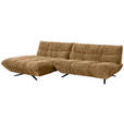 ECKSOFA Beigebraun Chenille Rücken echt, Sitztiefenverstellung  - Beigebraun/Schwarz, Design, Textil/Metall (178/295cm) - Belluti