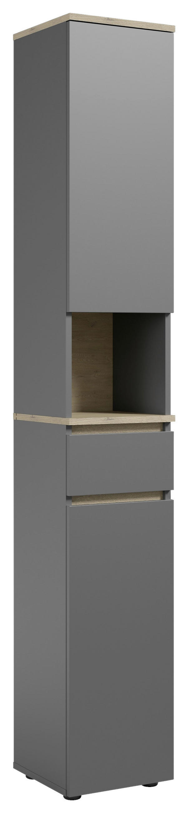 HOCHSCHRANK 30/190/30 cm  - Eichefarben/Anthrazit, Design, Holzwerkstoff/Kunststoff (30/190/30cm) - home24