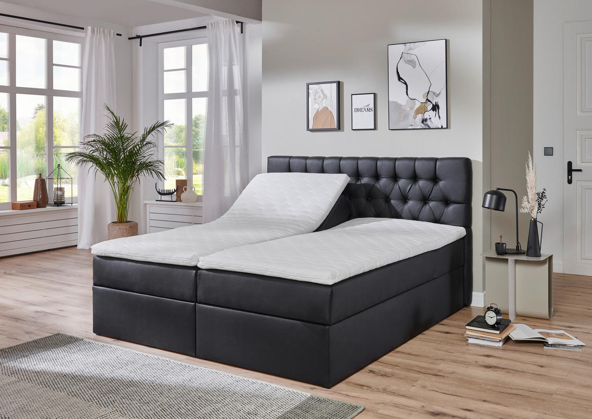 BOX-ÁGY 180/200 cm  fekete  - fekete, Modern, műanyag/textil (180/200cm) - MID.YOU