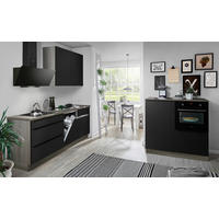 KÜCHENLEERBLOCK  210/120 cm  in Schwarz, Eiche grau  - Eiche grau/Schwarz, Design, Holzwerkstoff/Metall (210/120cm) - Welnova