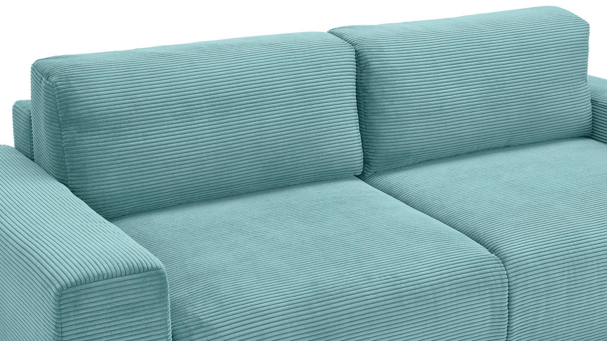 SCHLAFSOFA Cord Mintgrün  - Buchefarben/Schwarz, KONVENTIONELL, Holz/Kunststoff (255/86/123cm) - Livetastic