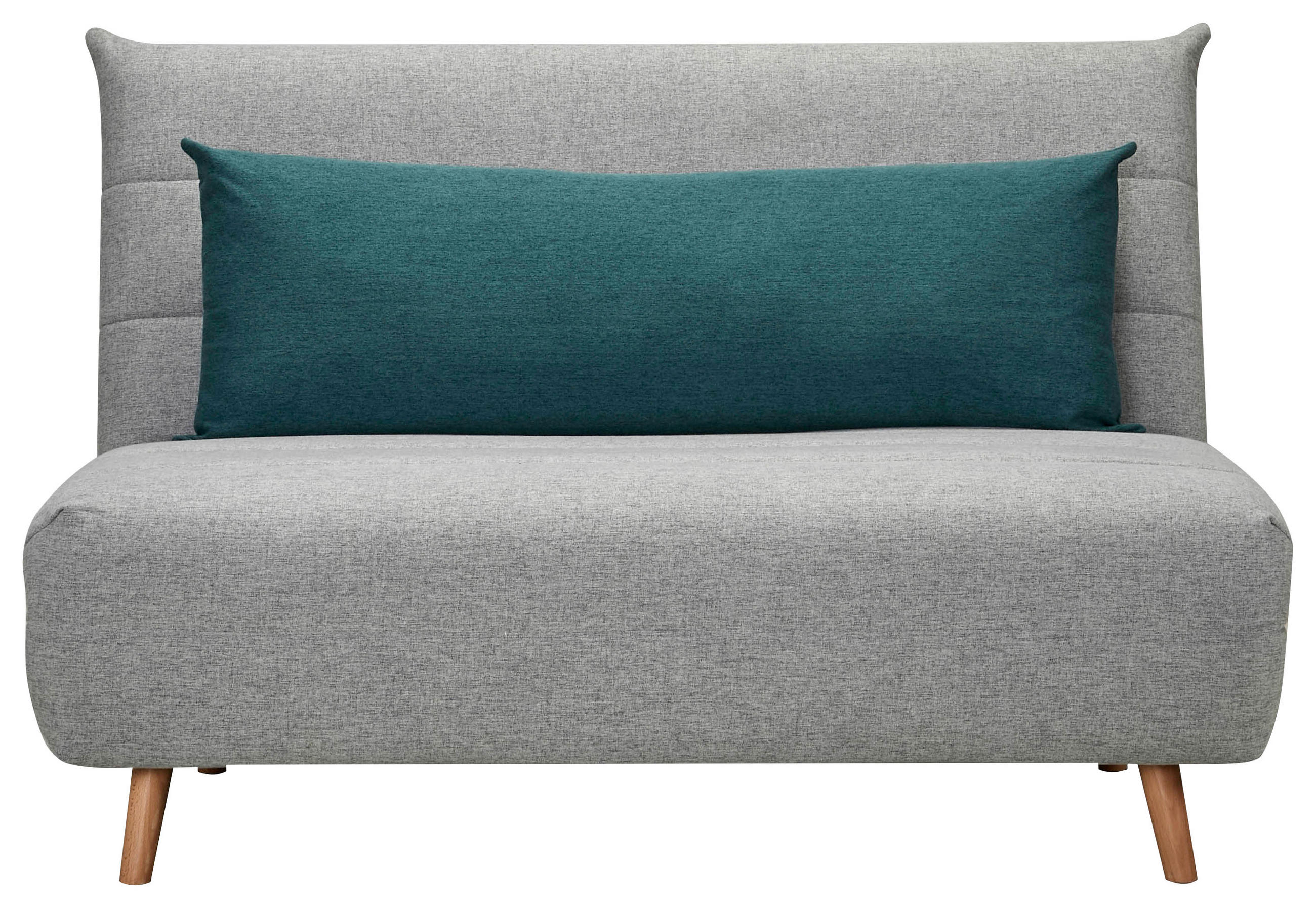 SCHLAFSOFA Webstoff Grau  - Blau/Naturfarben, MODERN, Holz/Kunststoff (125/84/91cm) - Livetastic
