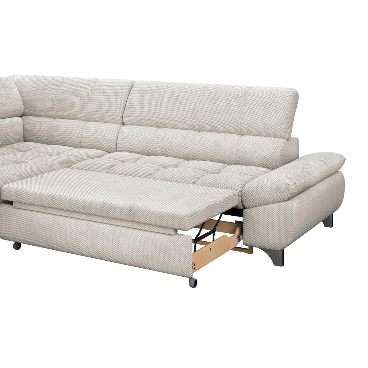 ECKSOFA Creme Chenille  - Chromfarben/Creme, KONVENTIONELL, Textil/Metall (234/312cm) - Livetastic