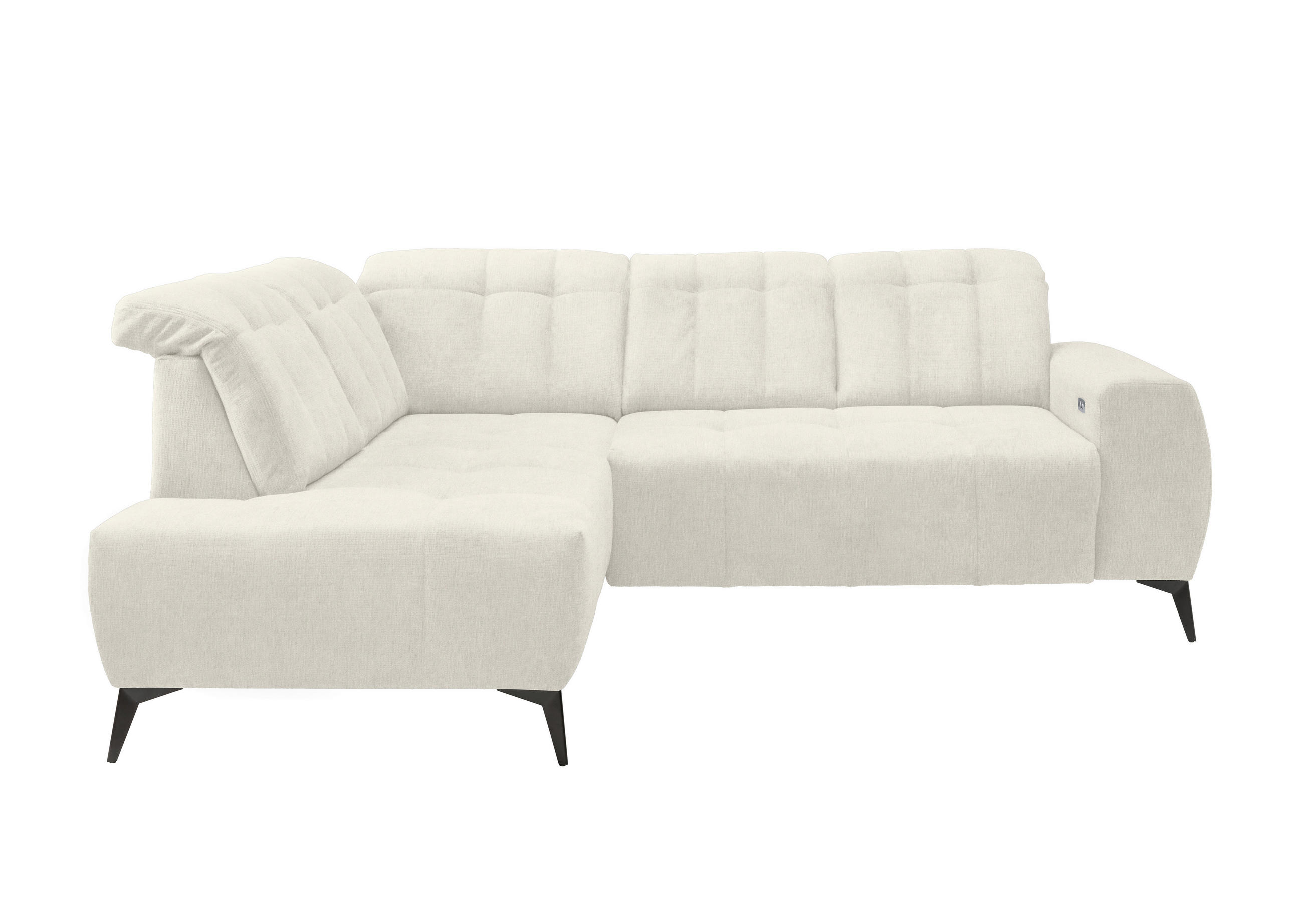 ECKSOFA Creme Mikrofaser - Creme/Schwarz, MODERN, Textil/Metall (200/261cm) - Livetastic