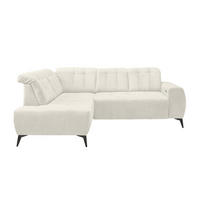 ECKSOFA Creme Mikrofaser  - Creme/Schwarz, MODERN, Textil/Metall (200/261cm) - Livetastic