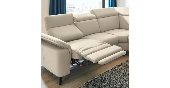 ECKSOFA in Echtleder Creme  - Creme/Schwarz, Design, Leder/Metall (285/239cm) - Cantus